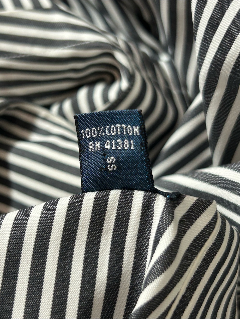 Ralph Lauren Classic Fit Black White Striped Button Down Shirt Womens L - Picture 5 of 6